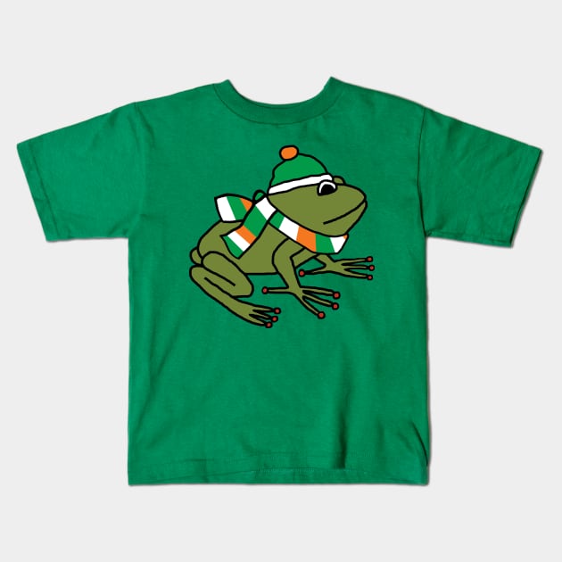 Cute Irish Frog on St Patricks Day Kids T-Shirt by ellenhenryart